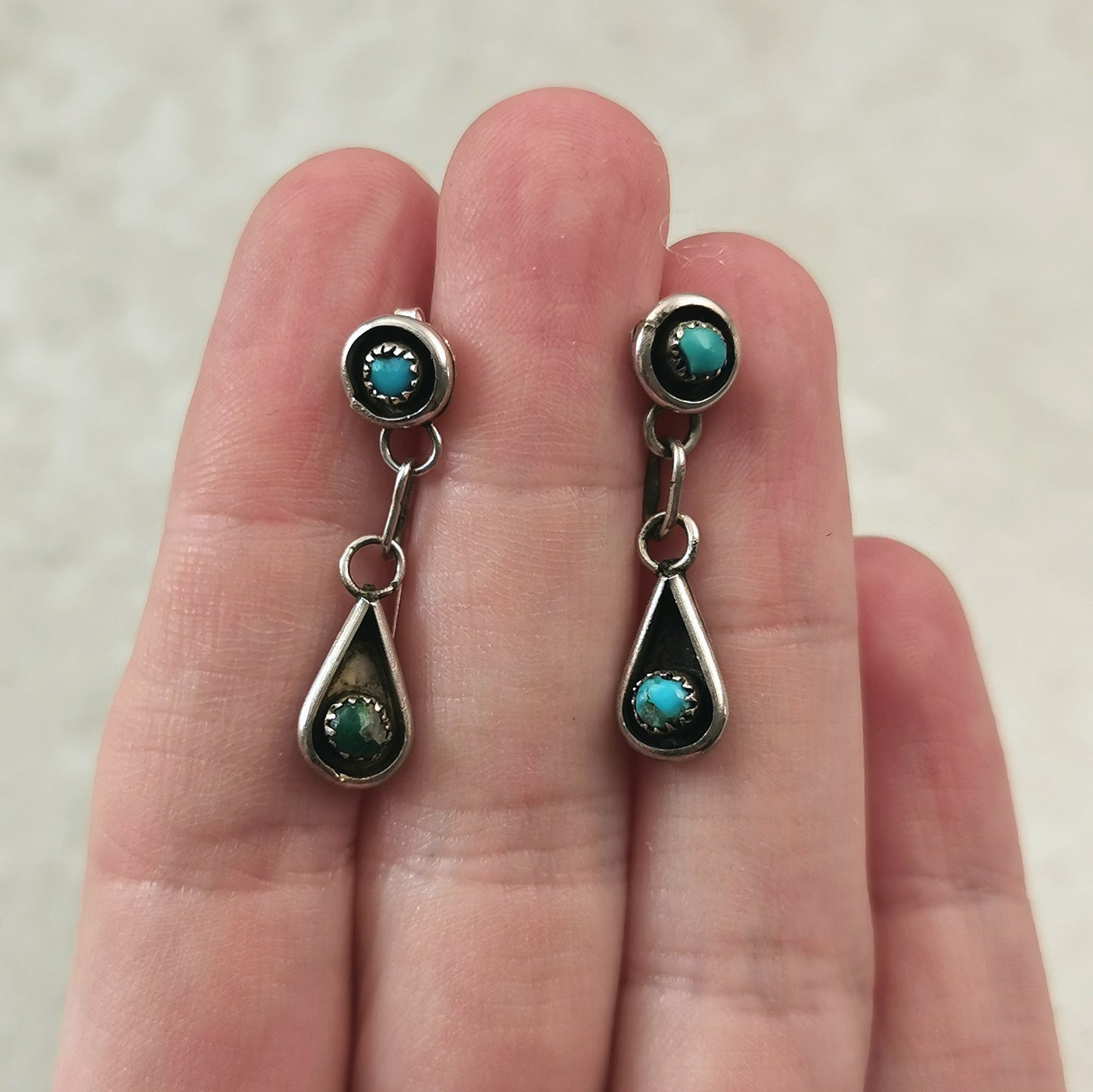Vintage Silver South Western Turquoise Earrings