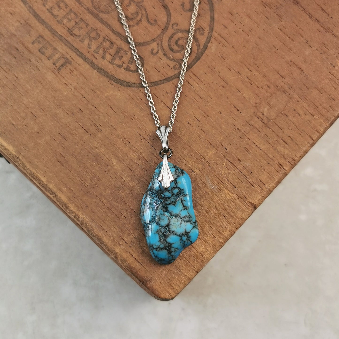 Vintage Sterling Silver Large Turquoise Nugget Necklace
