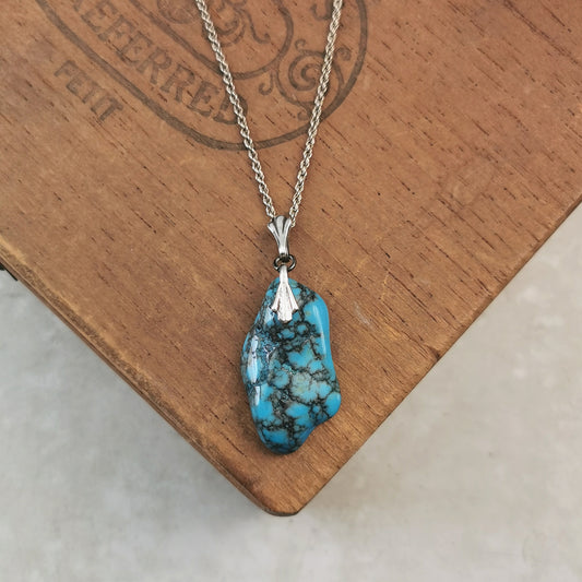 Vintage Sterling Silver Large Turquoise Nugget Necklace
