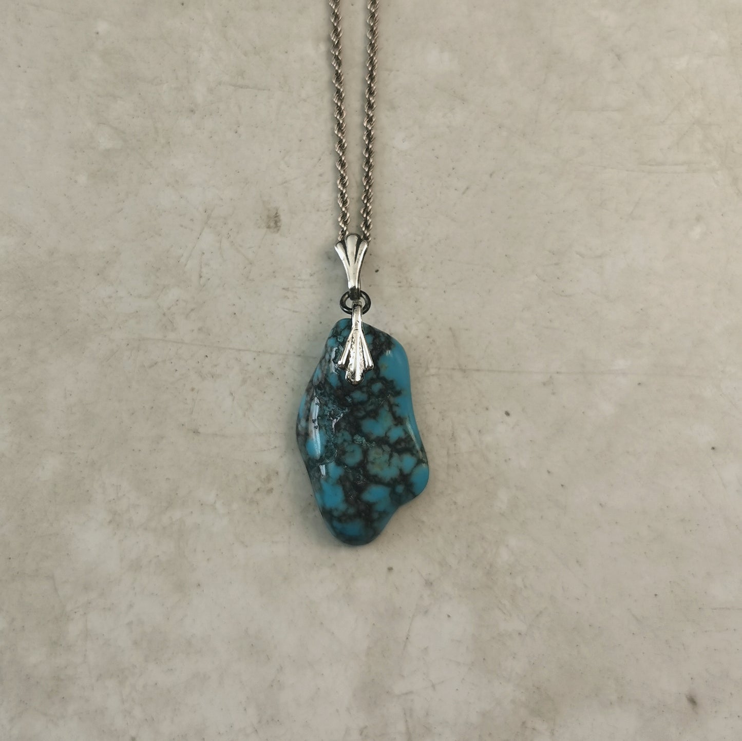 Vintage Sterling Silver Large Turquoise Nugget Necklace