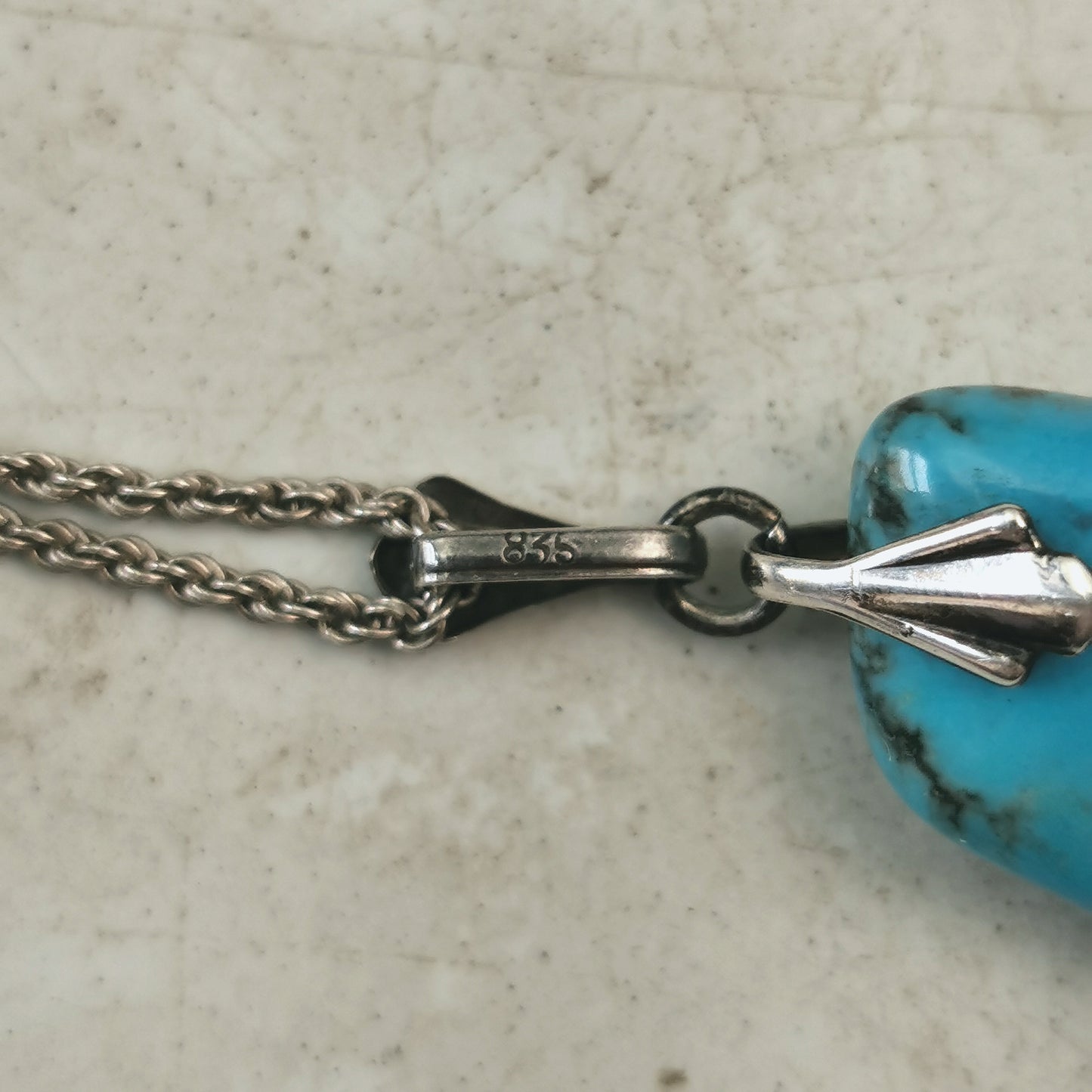 Vintage Sterling Silver Large Turquoise Nugget Necklace