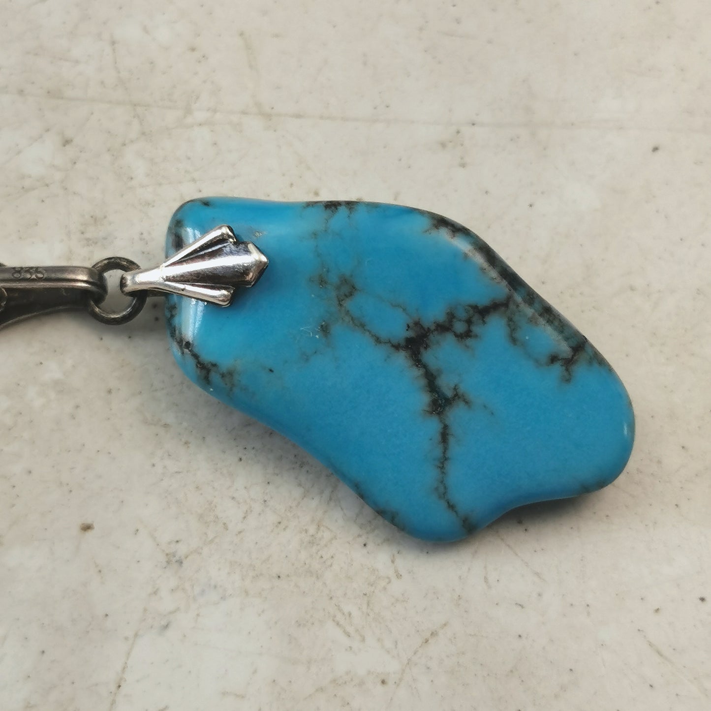 Vintage Sterling Silver Large Turquoise Nugget Necklace