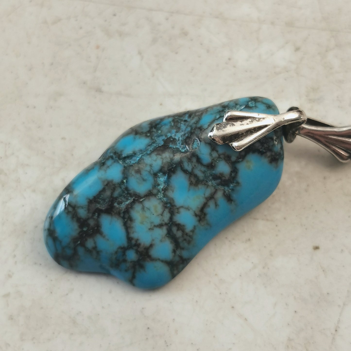 Vintage Sterling Silver Large Turquoise Nugget Necklace