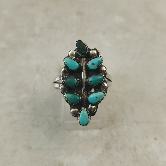 Vintage Sterling Silver & Turquoise Petit Point Ring