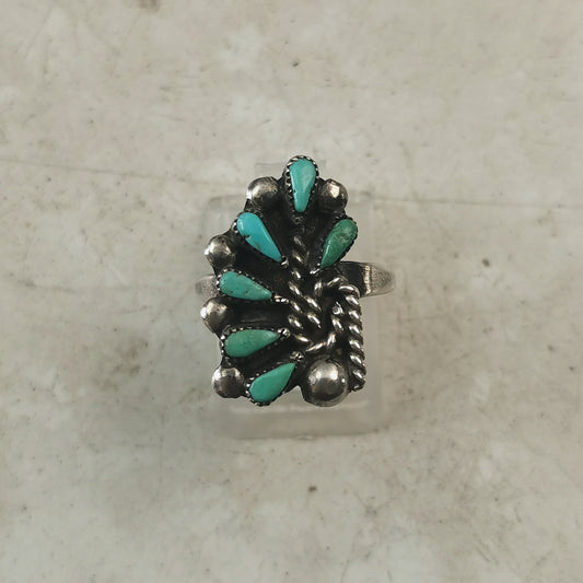 Vintage Sterling Silver and Turquoise Zuni Ring