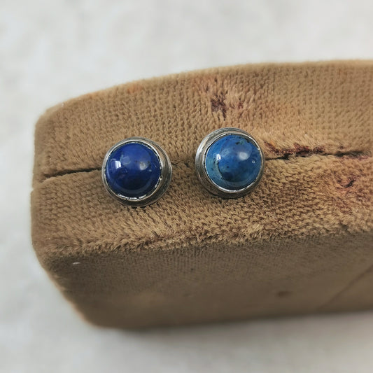 Vintage South Western Imitation Lapis Stud Earrings