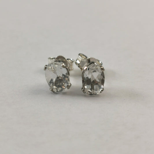 New Sterling Silver Clear Topaz April Birthstone Set - Studs and Necklace