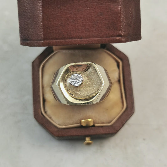 Vintage Sterling Silver Gold Vermeil Gents Rring