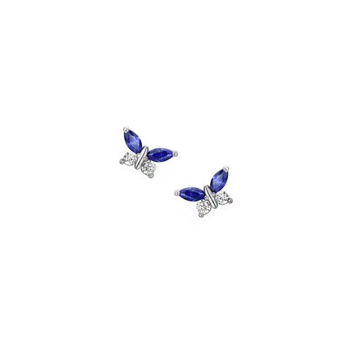 New Sterling Silver CZ Butterfly Stud Earrings