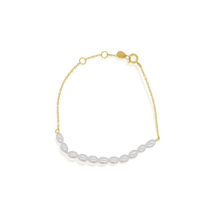 Sterling Silver Gold Vermeil Freshwater Pearl Bracelet