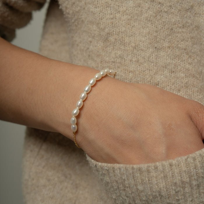 Sterling Silver Gold Vermeil Freshwater Pearl Bracelet