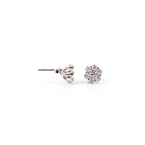 New Sterling Silver CZ Flower Studs