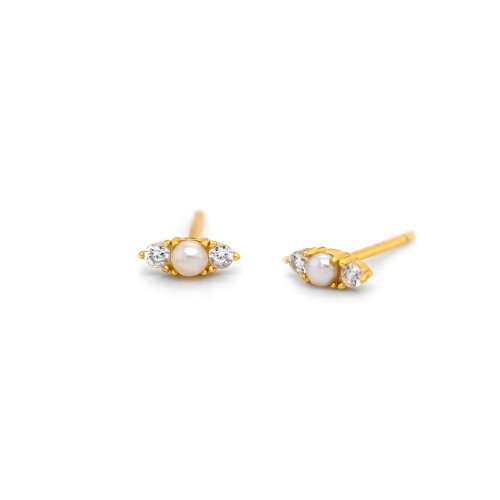 New Sterling Silver Vermeil Dainty Pearl Studs