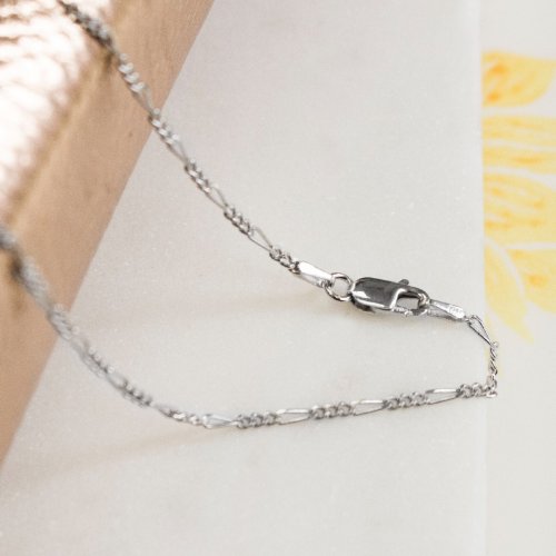New Sterling Silver 1.8mm Figaro Link Chain Necklace
