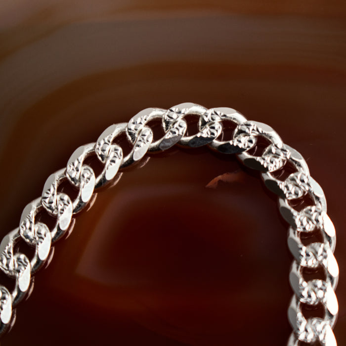 New Sterling Silver Diamond Cut Textured Curb Link Chain