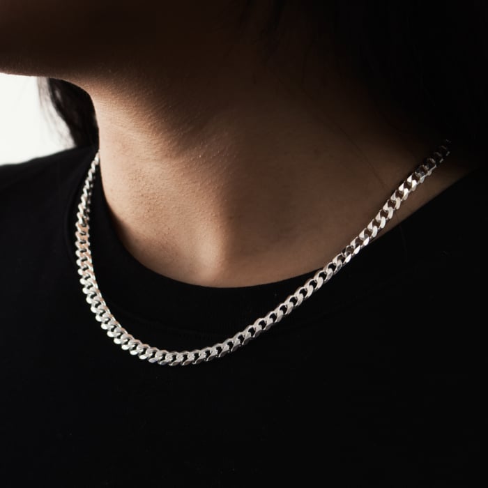 New Sterling Silver Diamond Cut Textured Curb Link Chain