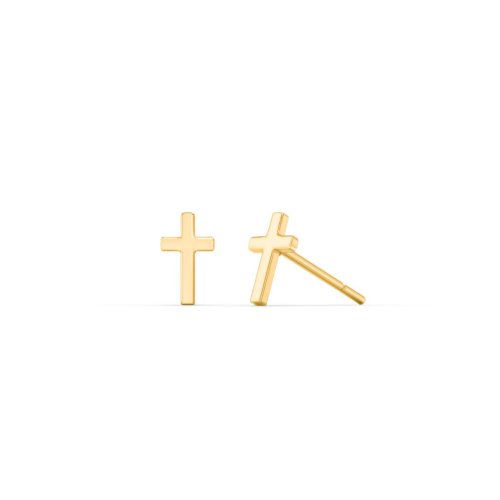 New Sterling Silver Gold Vermeil Mini Cross Studs