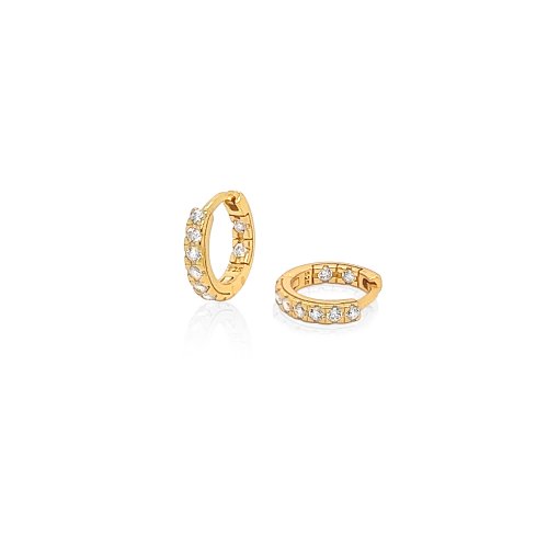 New Sterling Silver CZ Huggie - Silver and Gold
