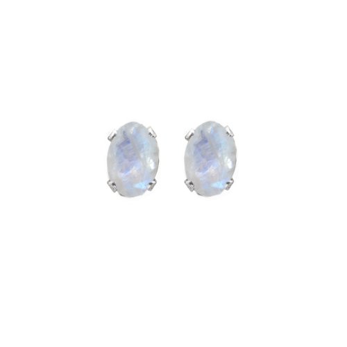 New Sterling Silver Colourless Labradorite Stud Earrings