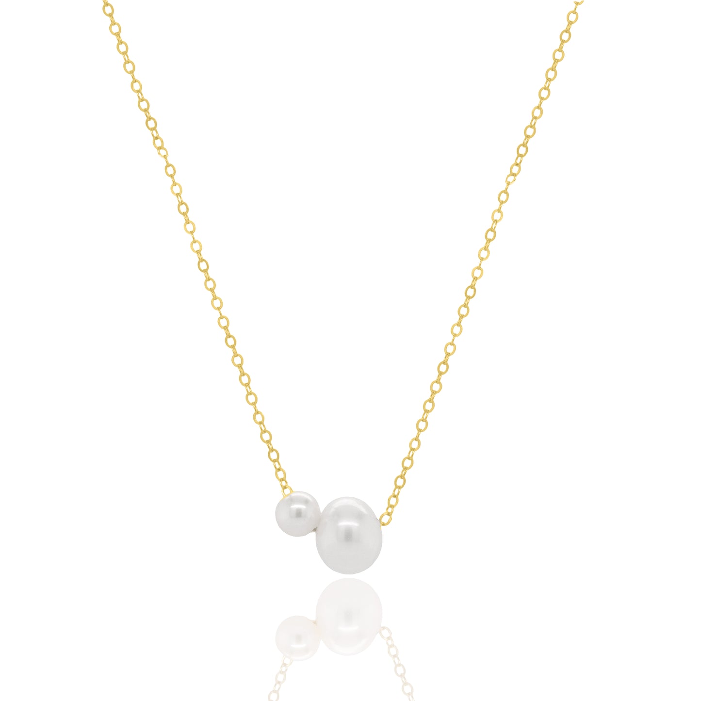 Sterling Silver Gold Vermeil Toi et Moi Freshwater Pearl Necklace