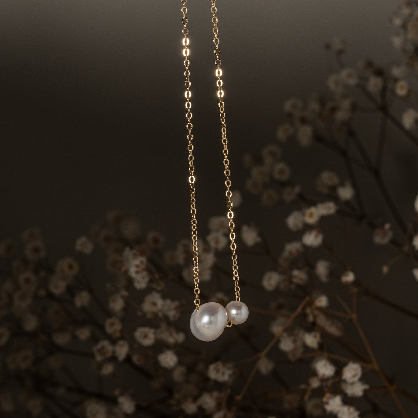 Sterling Silver Gold Vermeil Toi et Moi Freshwater Pearl Necklace