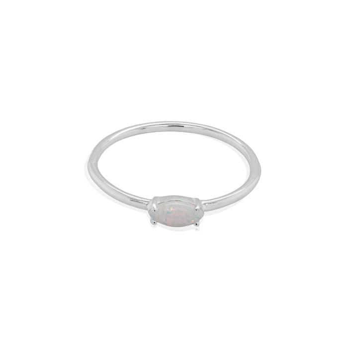 New Sterling Silver Marquise Opal Stacking Ring