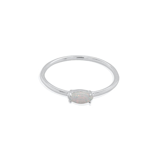 New Sterling Silver Marquise Opal Stacking Ring