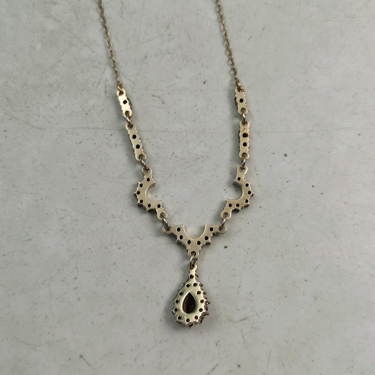 Vintage Sterling Silver Vermeil Bohemian Garnet Necklace