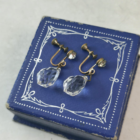 Art Deco Czech Crystal Lever Back Earrings