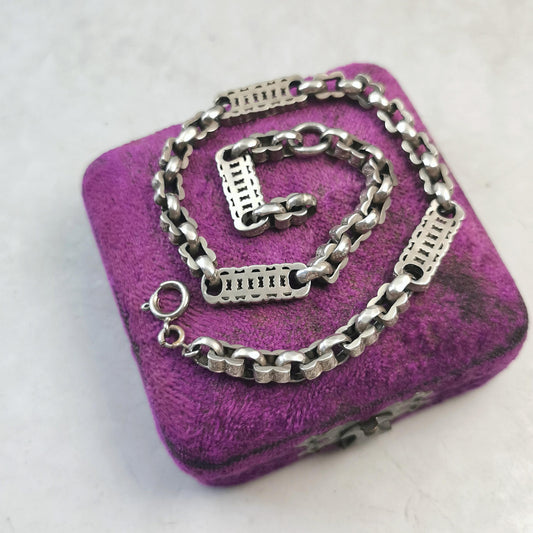 Victorian Sterling Silver Ornate Pocket Watch Chain - Choker or Repurpose