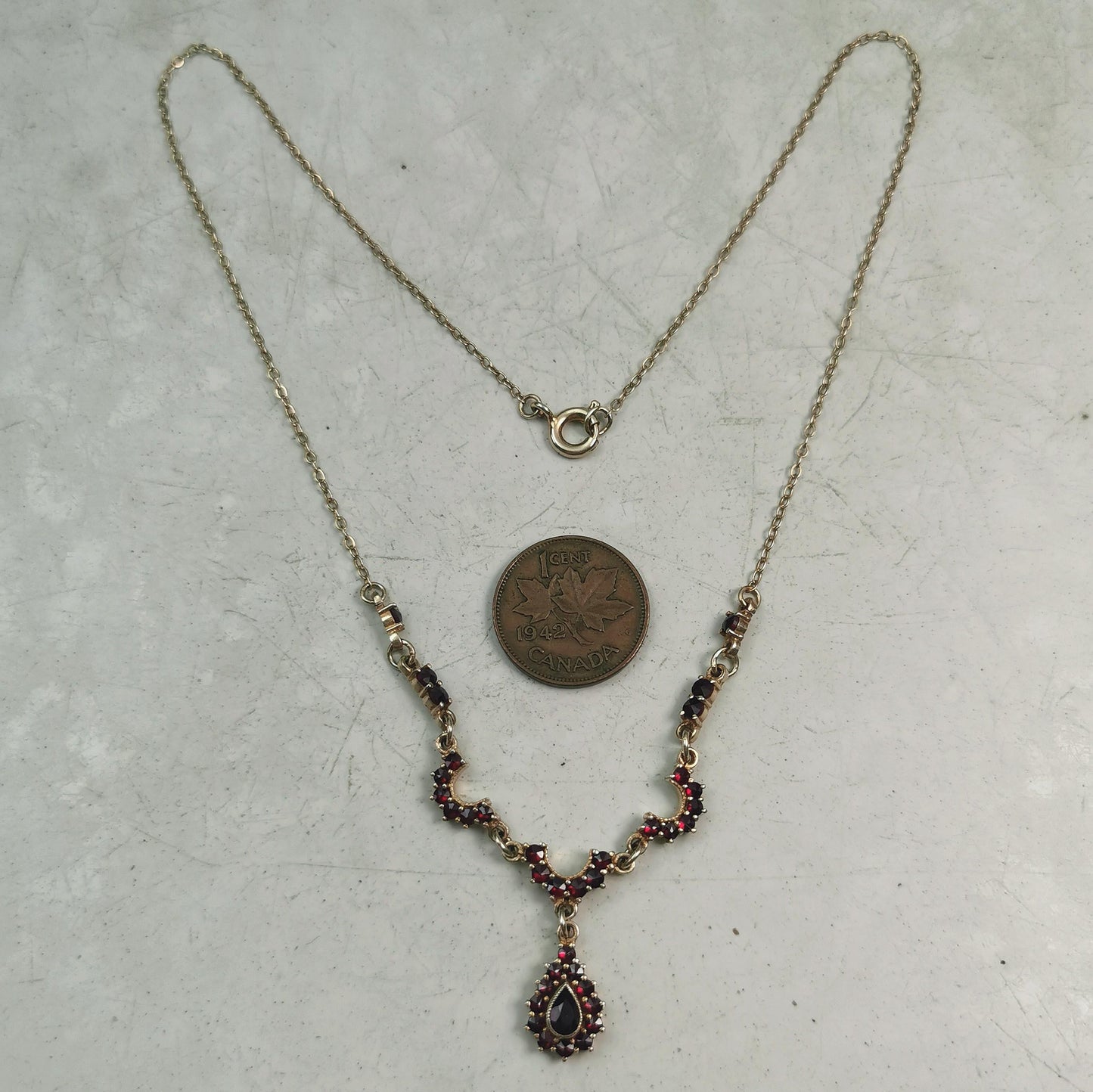 Vintage Sterling Silver Vermeil Bohemian Garnet Necklace
