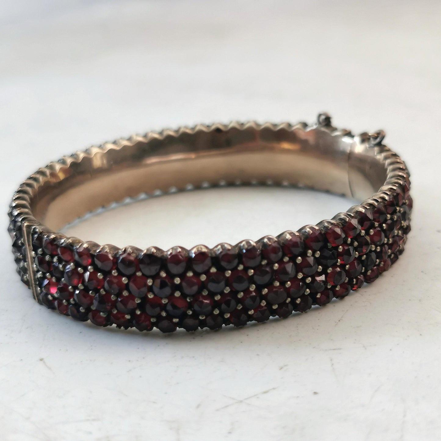 Antique Bohemian Garnet Cuff Bracelet