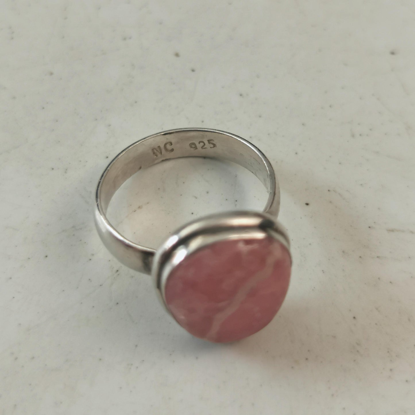 Vintage Sterling Silver Rhodochrosite Set - Ring and Cuff Bracelet