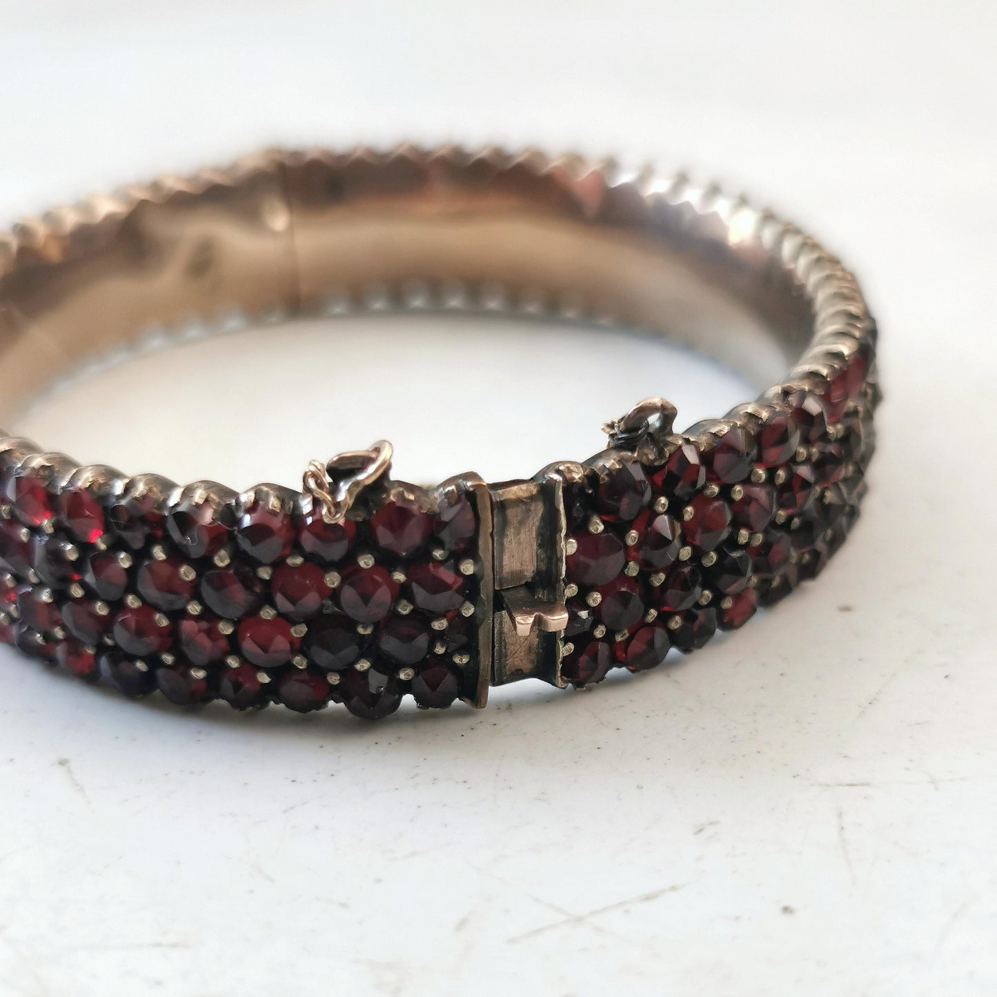 Antique Bohemian Garnet Cuff Bracelet