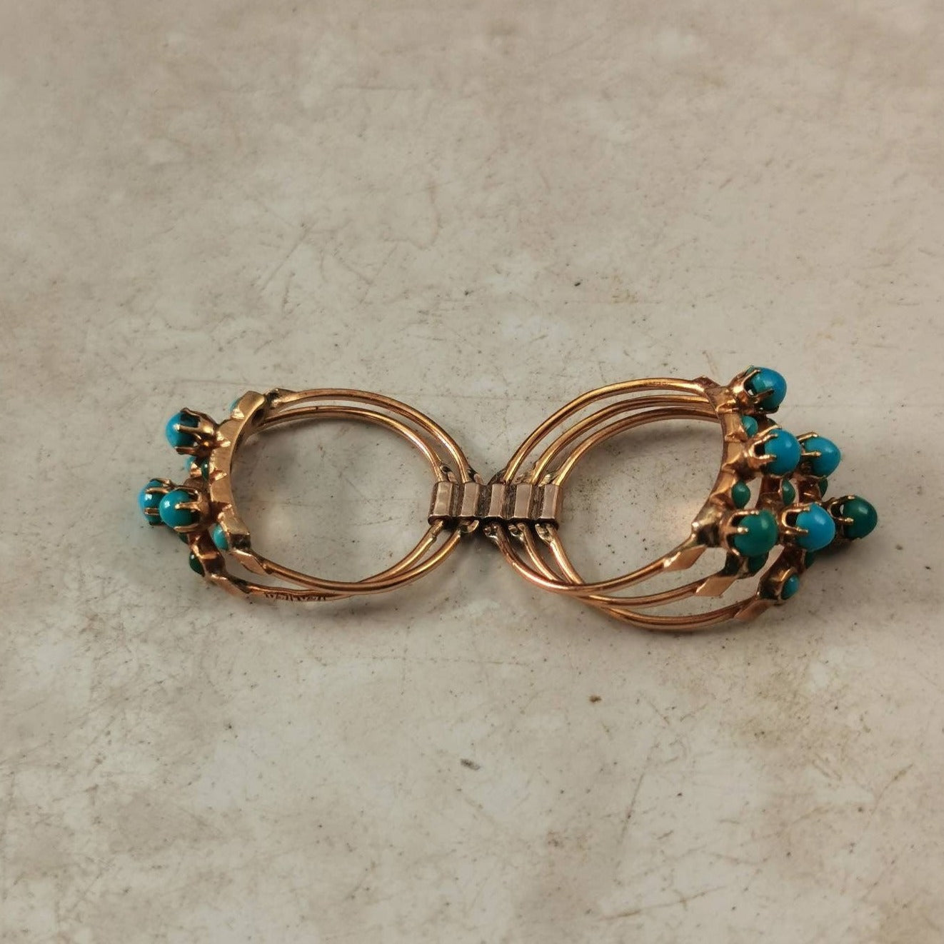 Vintage 14k Yellow Gold Turquoise Harem Ring