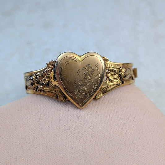 Vintage Gold Filled Sweetheart Locket Bracelet