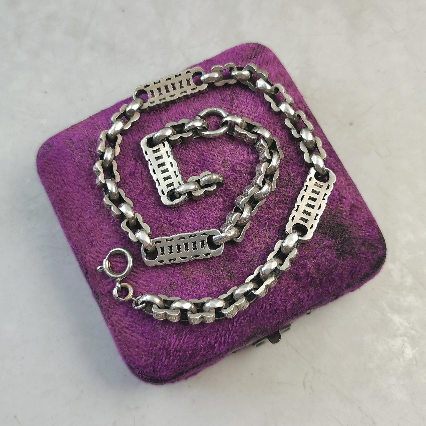Victorian Sterling Silver Ornate Pocket Watch Chain - Choker or Repurpose