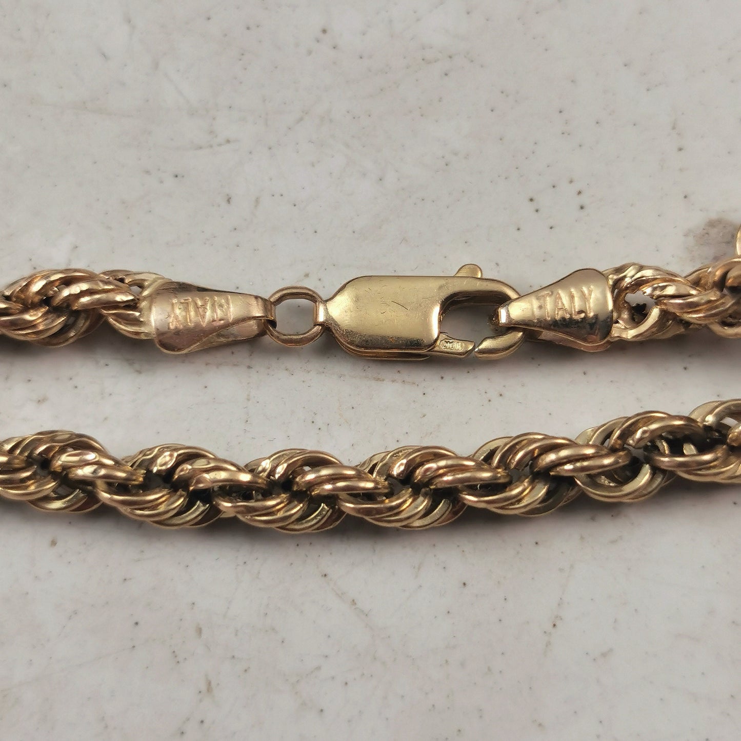Estate 10k Yellow Gold 4.5mm Hollow Rope Chain -  24" Chain - HAS WEAR