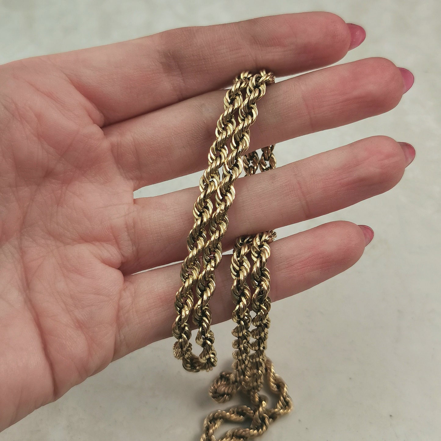 Estate 10k Yellow Gold 4.5mm Hollow Rope Chain -  24" Chain - HAS WEAR