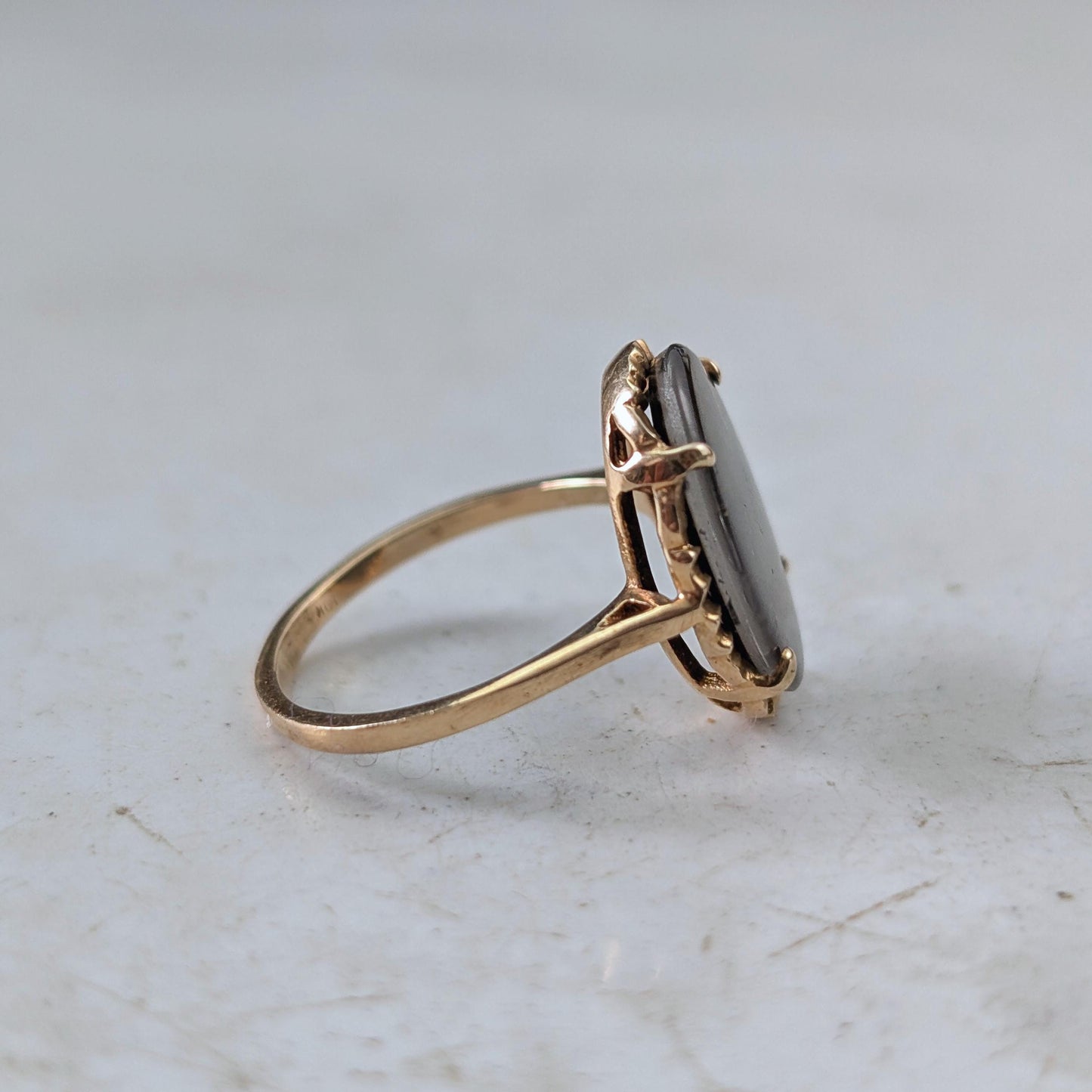 Vintage 10k Yellow Gold Ammolite Triplet Ring