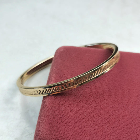 Vintage Rodi & Wienenberger 12ct Rolled Gold Patterned Wide Bangle - 7.5"
