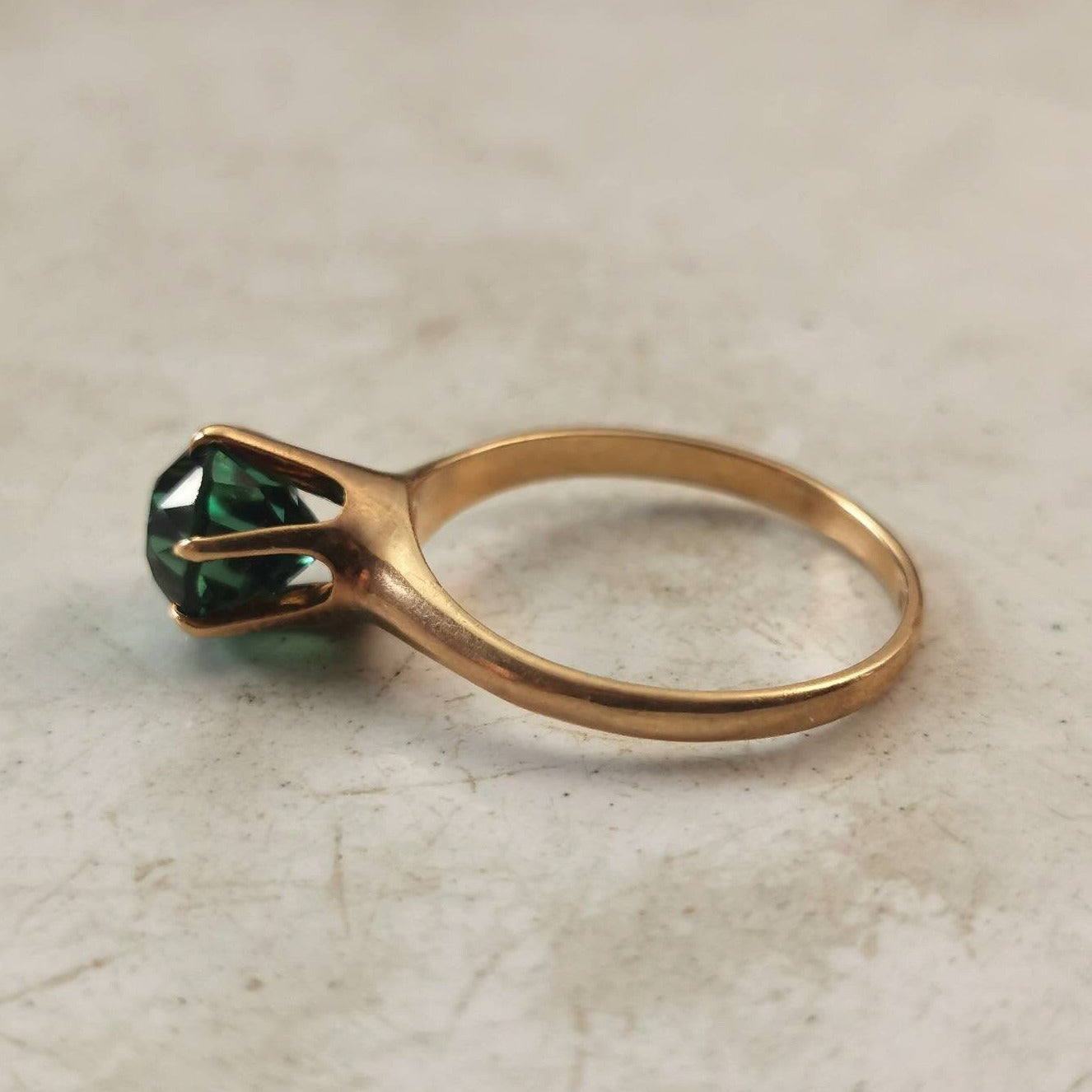 Antique Edwardian 14k Yellow Gold 2.65ct Blue Green Tourmaline Solitaire Ring