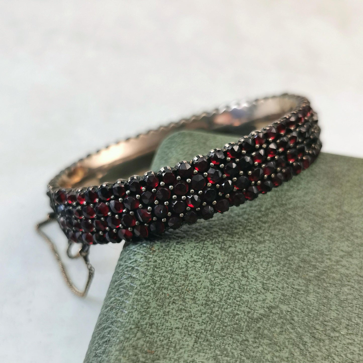 Antique Bohemian Garnet Cuff Bracelet