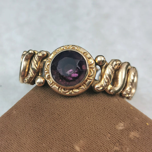 Antique Purple Paste Gold Filled Expansion Bracelet