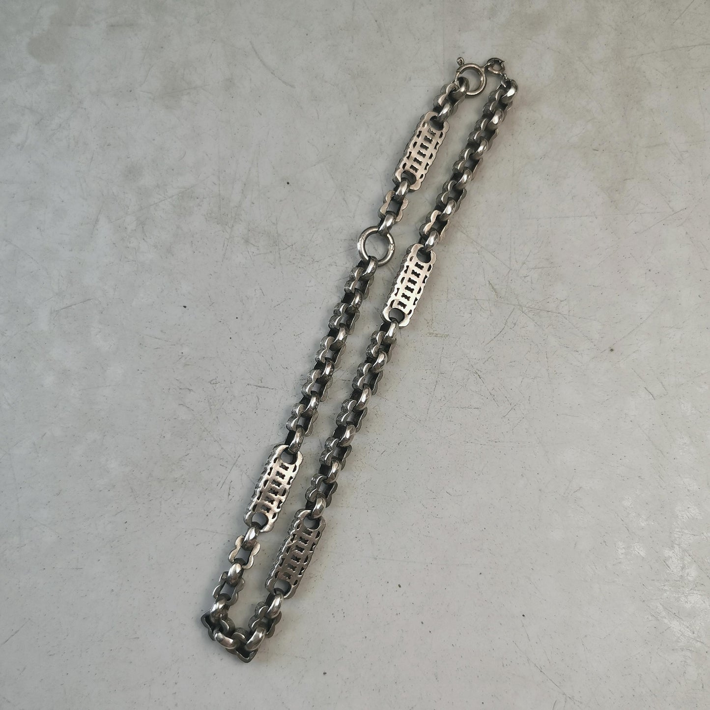 Victorian Sterling Silver Ornate Pocket Watch Chain - Choker or Repurpose