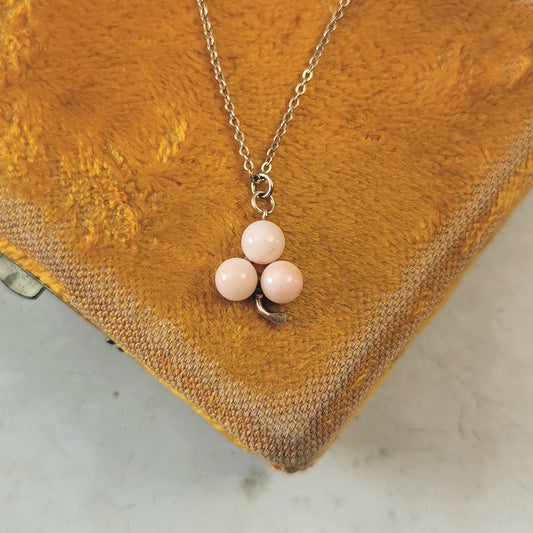 Early Krementz 12k Gold Filled Genuine Coral Trefoil Pendant Necklace