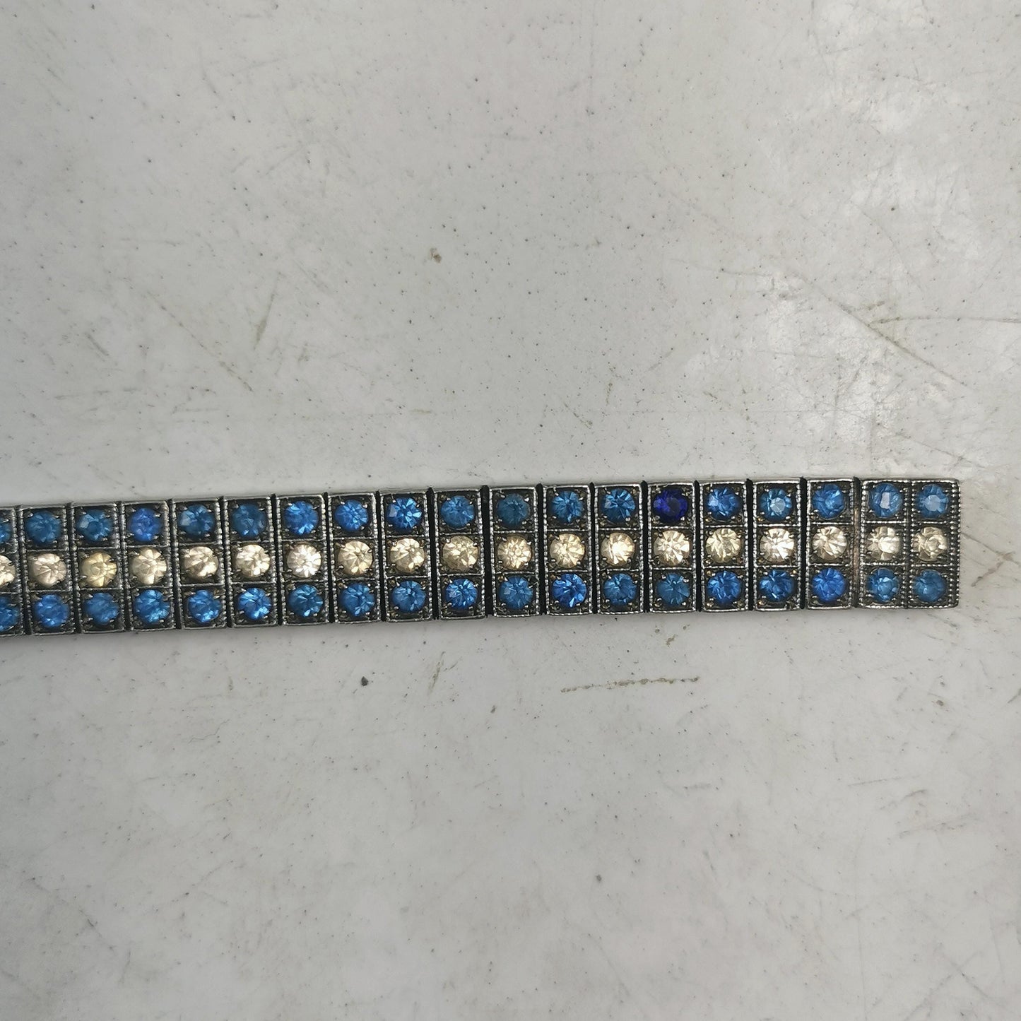 Art Deco Diamonbar Sterling Silver and Rhinestone Bracelet