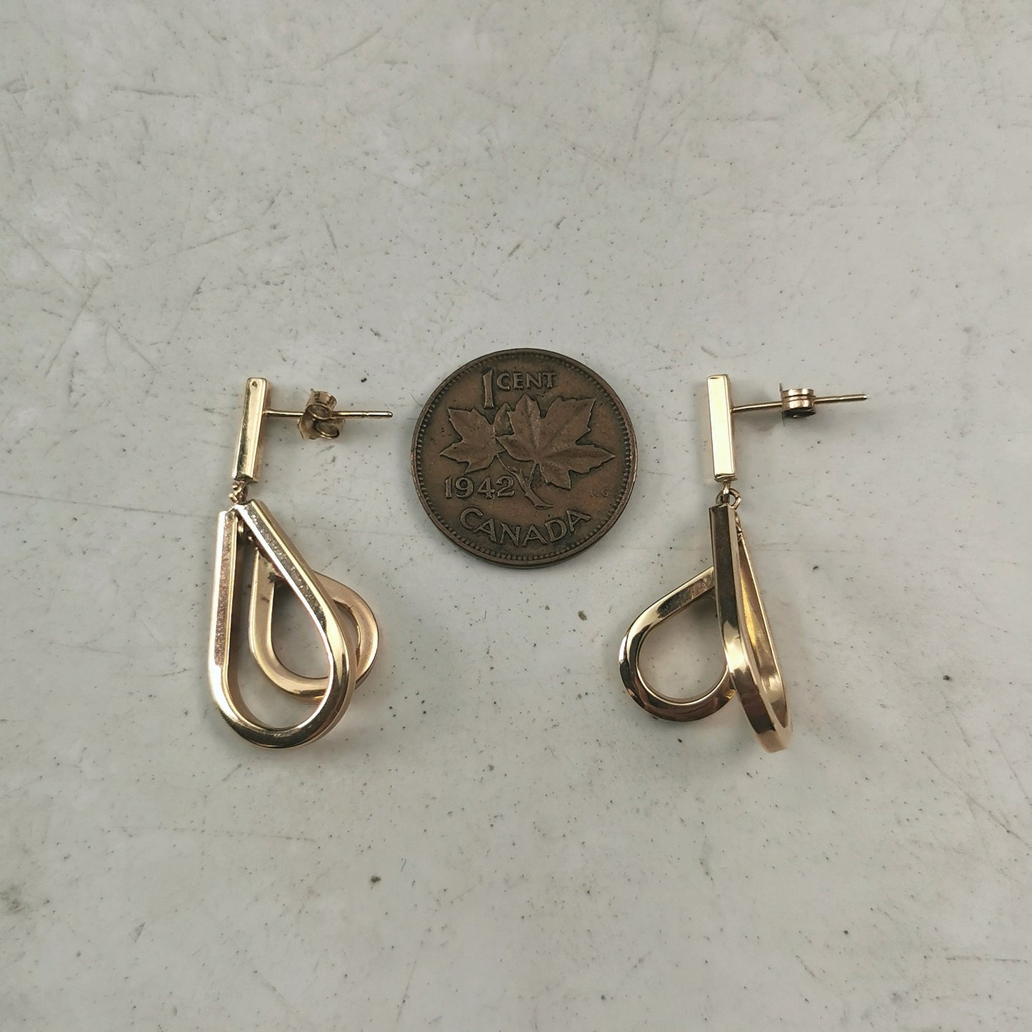 Estate 10k Yellow Gold Double Tear Drop Earrings