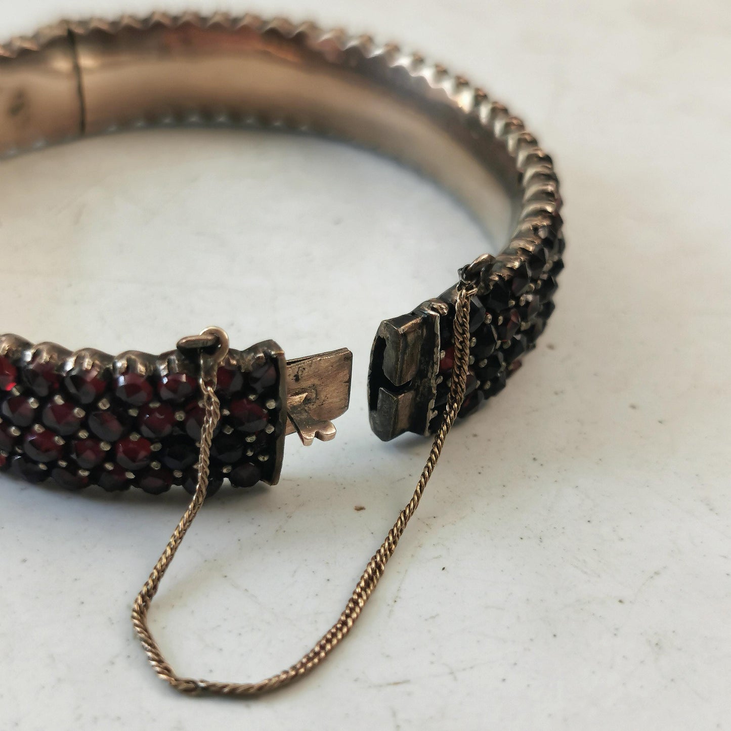 Antique Bohemian Garnet Cuff Bracelet