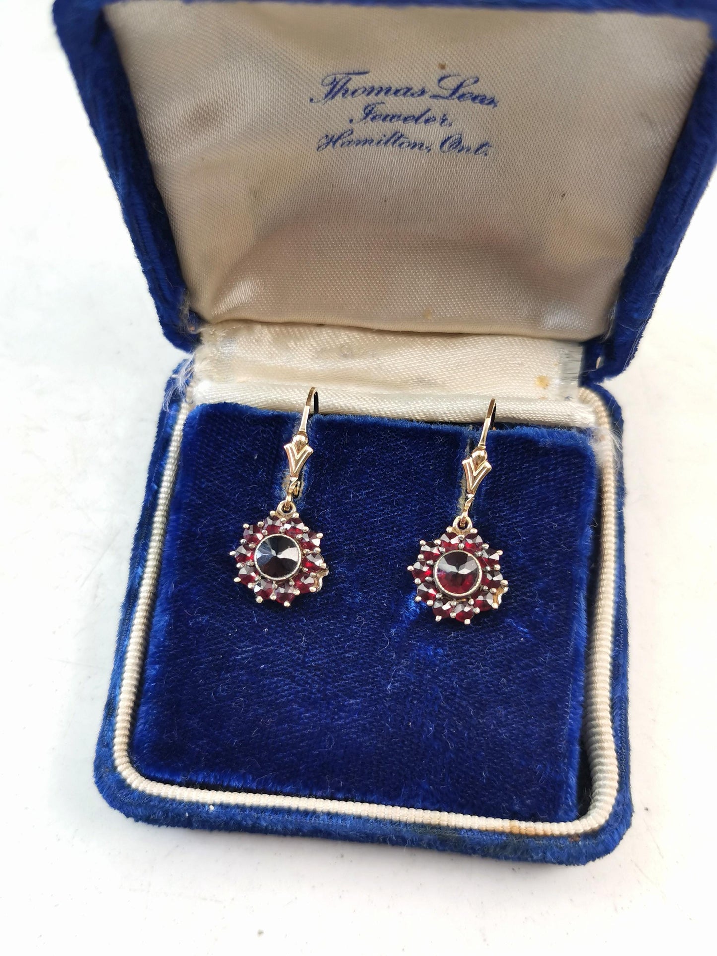Vintage Bohemian Garnet Lever Back Earrings - Sterling Silver & 14k Gold Filled